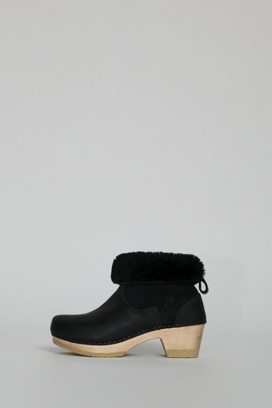 5" Pull on Shearling Clog Boot in Black - No. 6