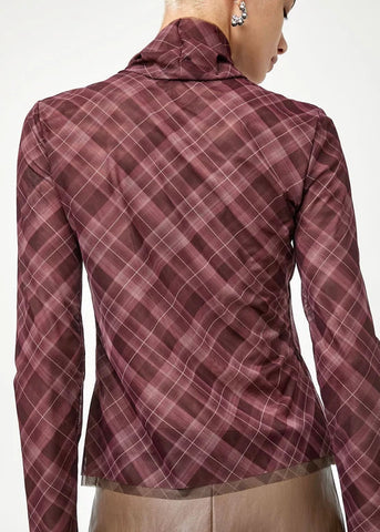 Lennon Turtleneck in Plum Plaid - No. 6