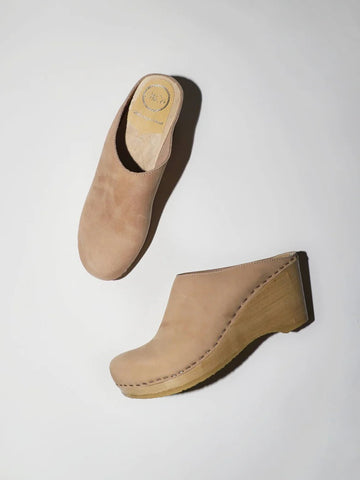 New School Clog Wedge in Bone - No. 6