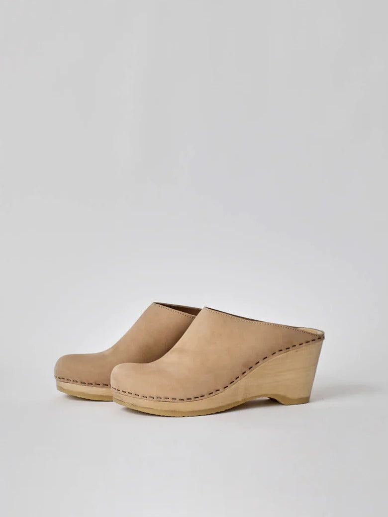 New School Clog Wedge in Bone - No. 6
