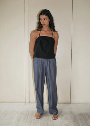 Ease Trouser in Blue Pinstripe - Deiji Studios