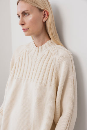 Rib Neck Pullover in Natural - Wol Hide