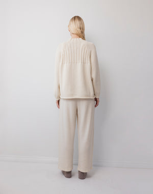 Rib Neck Pullover in Natural - Wol Hide