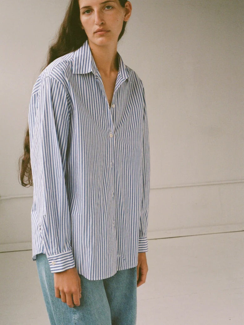Classic Button Down in Blue Stripe - Shaina Mote