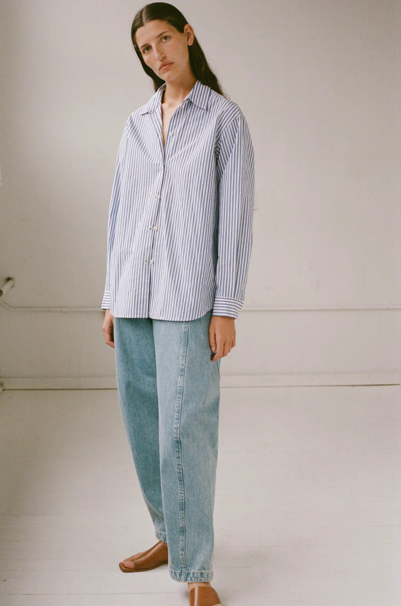 Classic Button Down in Blue Stripe - Shaina Mote