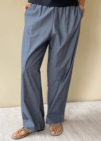 Ease Trouser in Blue Pinstripe - Deiji Studios