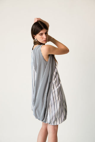 Bella Dress in Grey Stripe - Baserange