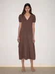 Waistcord Dress in Carob Check - Deiji Studios