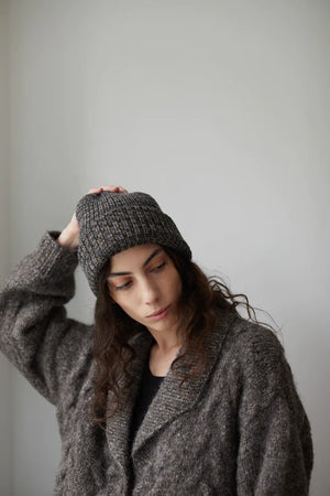 marled rib hat - smoke