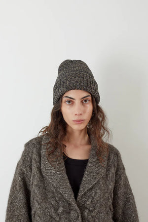 marled rib hat - smoke