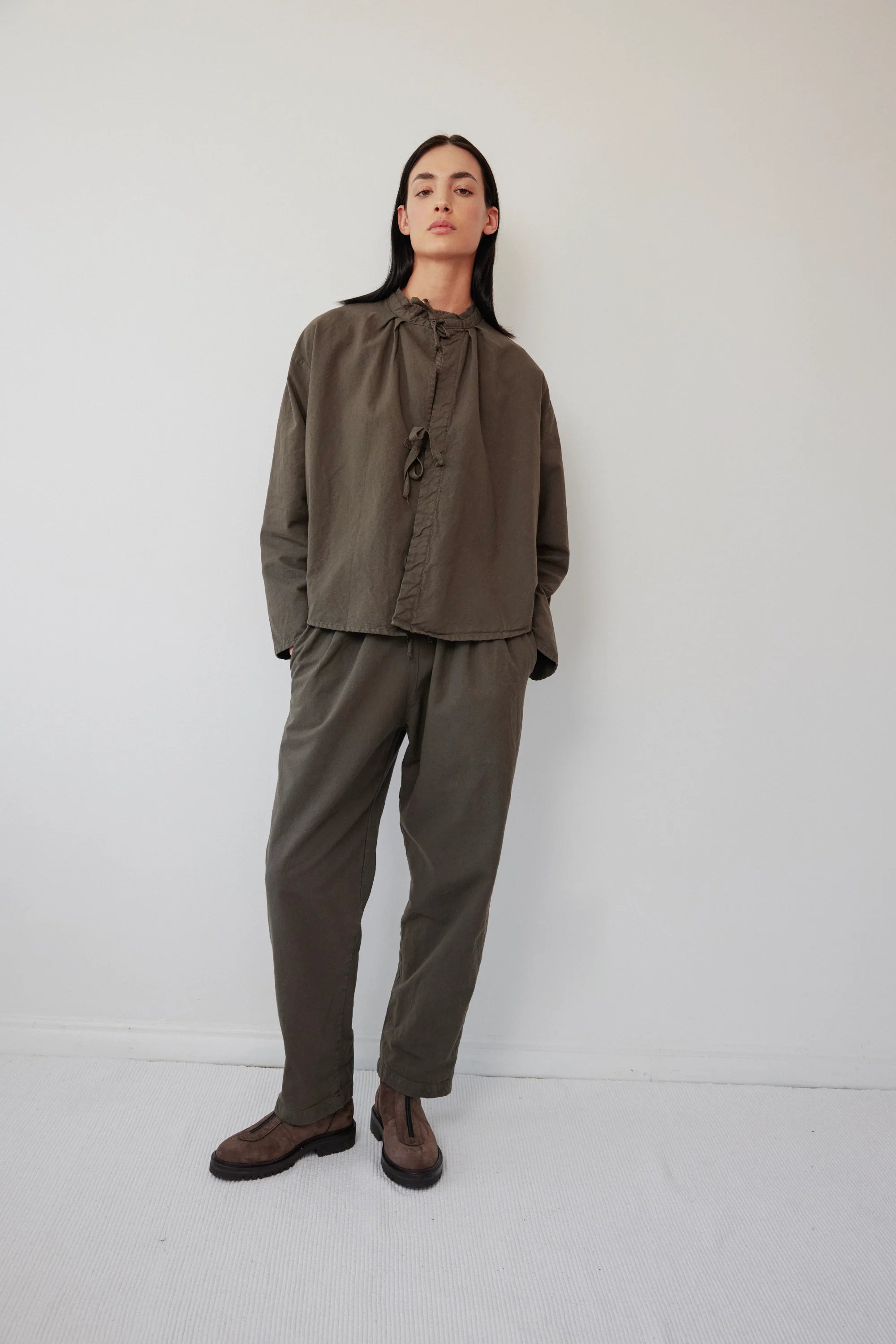 Drawstring Trouser in Suede - Wol Hide