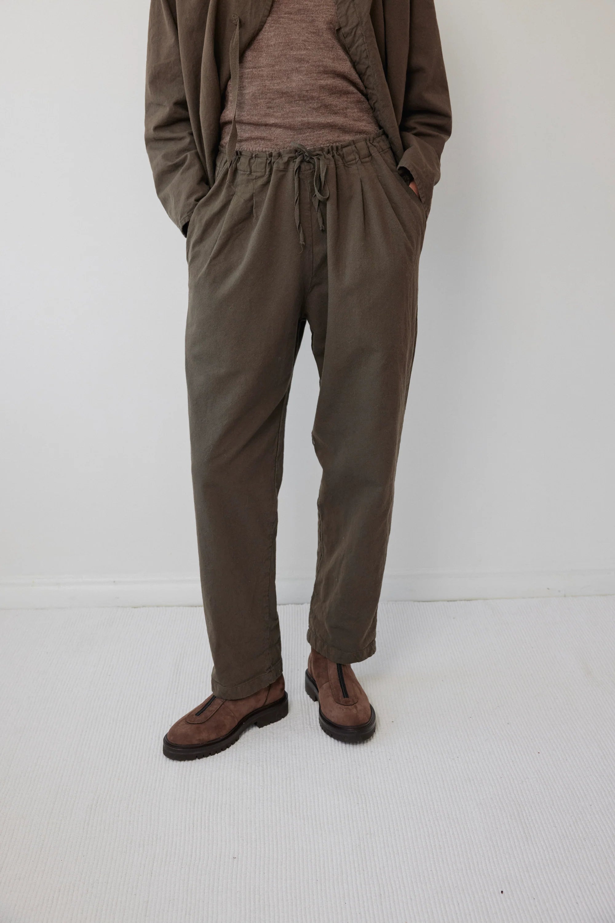 Drawstring Trouser in Suede - Wol Hide