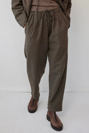 Drawstring Trouser in Suede - Wol Hide