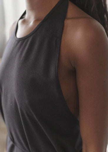 Wild Silk Apron Dress - Black - Baserange