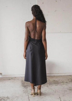 Wild Silk Apron Dress - Black - Baserange