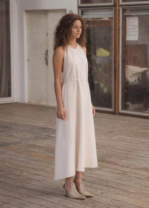 Wild Silk Apron Dress - Ivory - Baserange