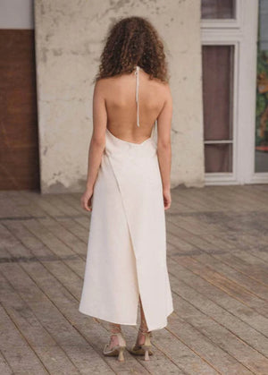 Wild Silk Apron Dress - Ivory - Baserange