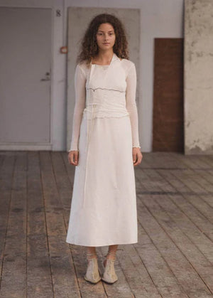 Wild Silk Apron Dress - Ivory - Baserange
