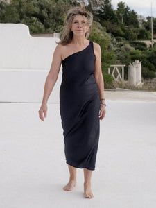 One Strap Dydine Dress in Dark Navy - Baserange