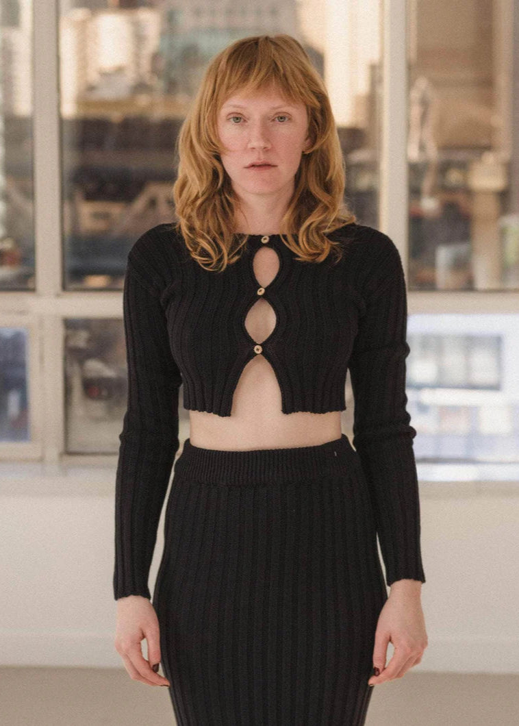 Macau Cardigan in Black - Baserange | Lovecraft Vintage Macau Cardigan in Black - Baserange | Lovecraft Vintage