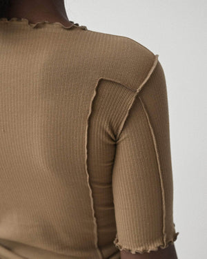 Omato 3/4 Sleeve top in Jade Brown - Baserange