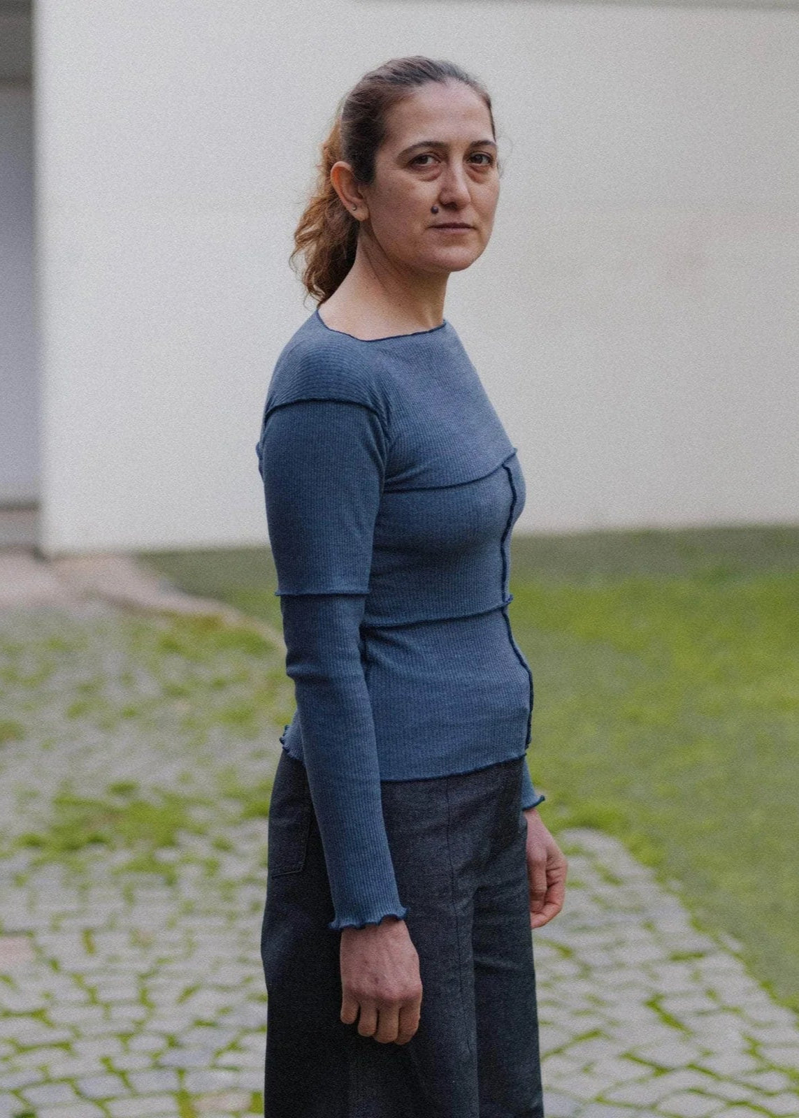 Cinder Long Sleeve Tee in Dark Denim - Baserange
