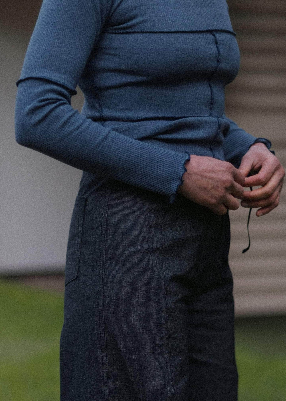 Cinder Long Sleeve Tee in Dark Denim - Baserange