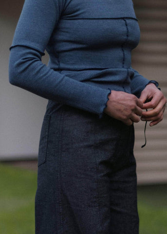 Cinder Long Sleeve Tee in Dark Denim - Baserange