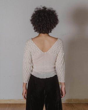 Nehru Long Sleeve Tee in Lace & Wool - Baserange