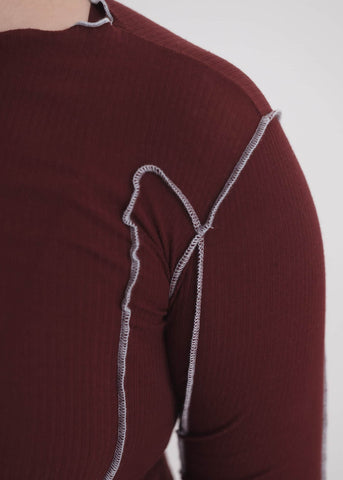 Omato Long Sleeve Tee in Nara Red - Baserange