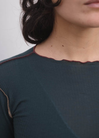 Vein Long Sleeve Tee in Hirsu Green - Baserange