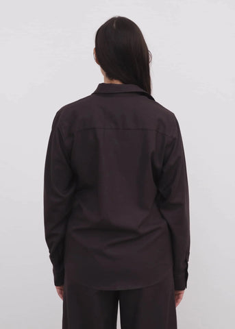 Stoa Shirt in Black Brown Wool - Baserange