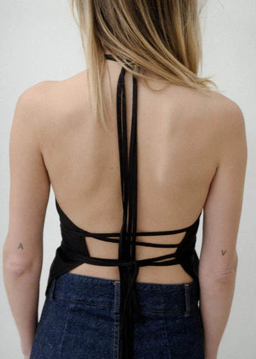 Mar Top in Wild Silk - Black - Baserange
