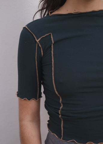 Omato 3/4 Sleeve Tee in Hirsu Green - Baserange