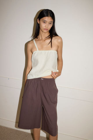 Long Lounger Shorts in Chocolate - Deiji Studios