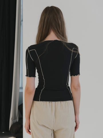 Omato 3/4 Sleeve top in Black - Baserange