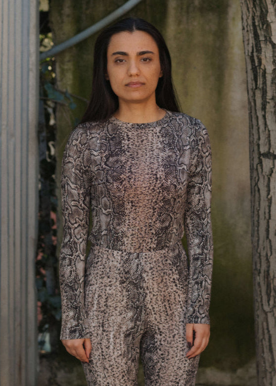 Bead Long Sleeve Tee in Snake - Baserange