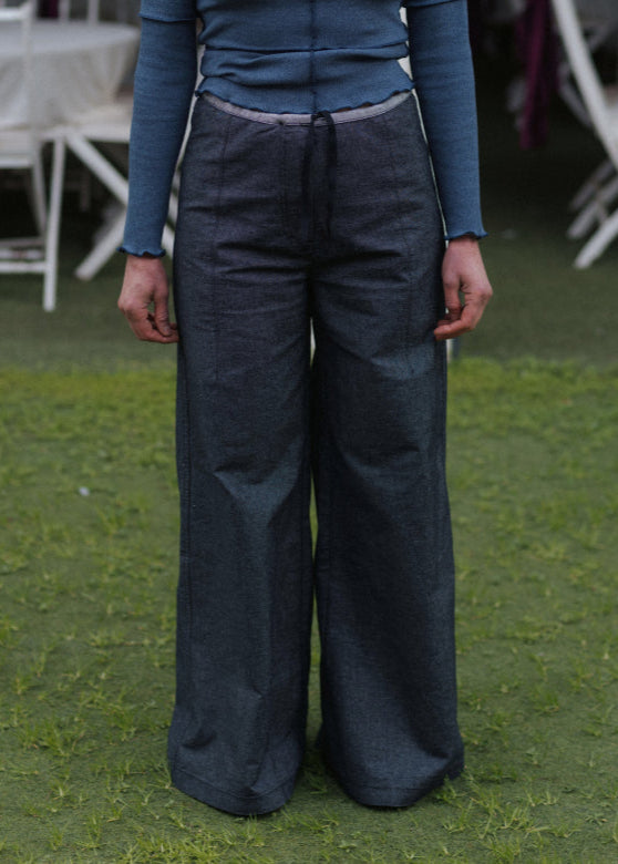 Arthur Loose Pants in Black Denim - Baserange