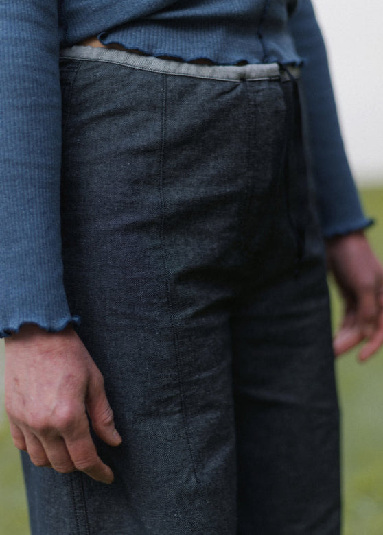 Arthur Loose Pants in Black Denim - Baserange