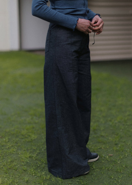 Arthur Loose Pants in Black Denim - Baserange
