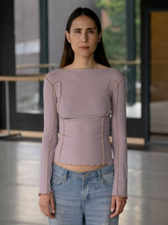 Omato Long Sleeve Tee in Verbe Purple - Baserange | Lovecraft