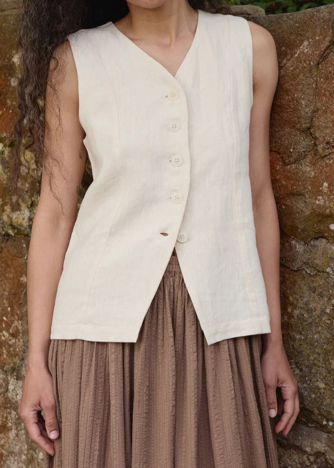 Linen Vest Tank in Salt - First Rite