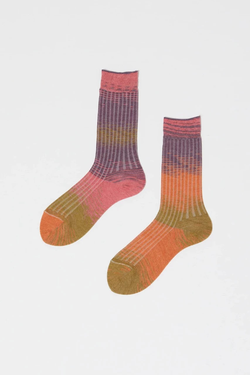 Japanese Ribbed Kasuri Socks