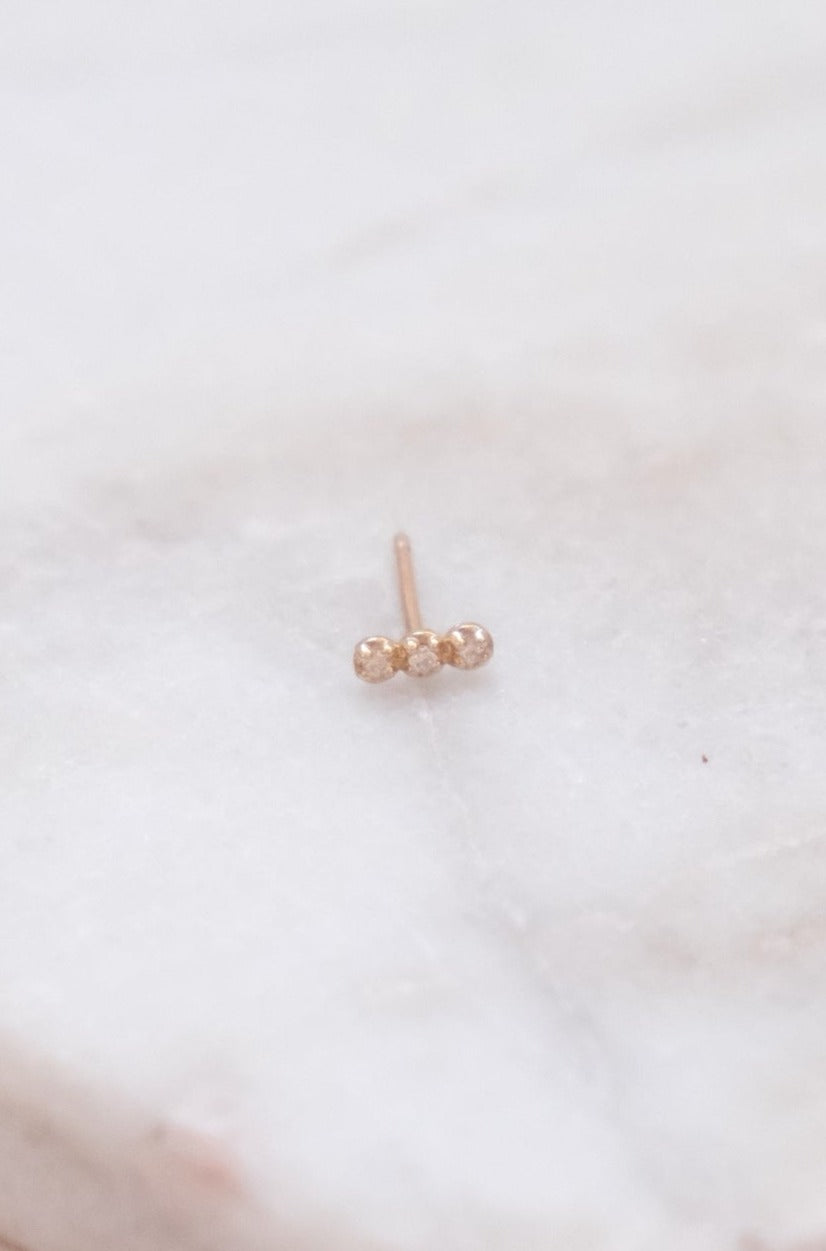 Triple Diamond Stud - 14K